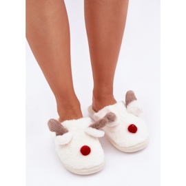 Chaussons femme à motif renne blanc 1