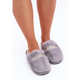 Chaussons pour femmes en fourrure douce gris 2