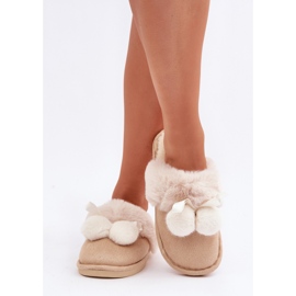 Chaussons femme avec fourrure douce beige 2