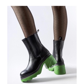 Bottines isolées noires à talon vert Tirano - Solea le noir 1