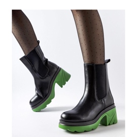Bottines isolées noires à talon vert Tirano - Solea le noir 3