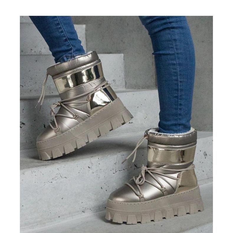 Boots de neige à plateforme dorées avec inserts Losta - Solea peints 1