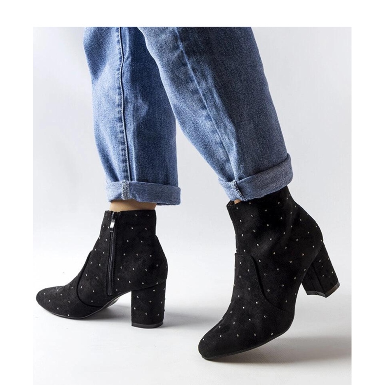 Bottines noires avec strass, éco suède Suvi - Solea 1