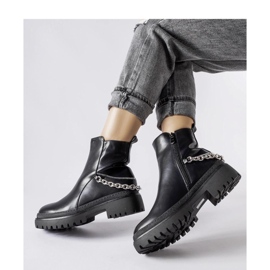 Bottines noires avec chaîne le noir 1