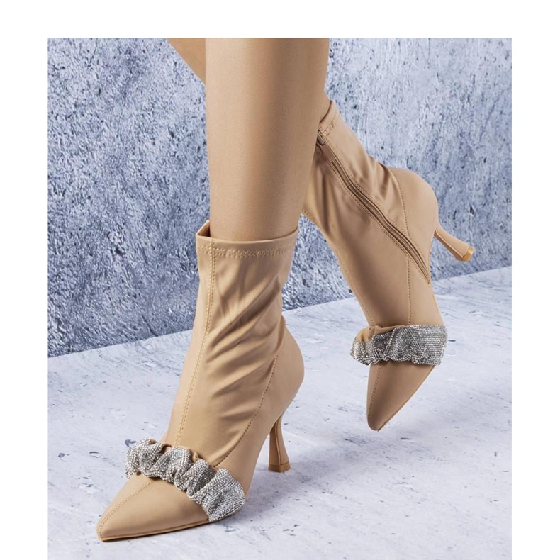 Solea Bottines beiges ornées de zircons 1 Solea Bottines beiges ornées de zircons 1