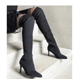 Bottines noires à talons hauts et tige élastique 2