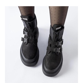 Bottines plateforme noires à boucles le noir 1