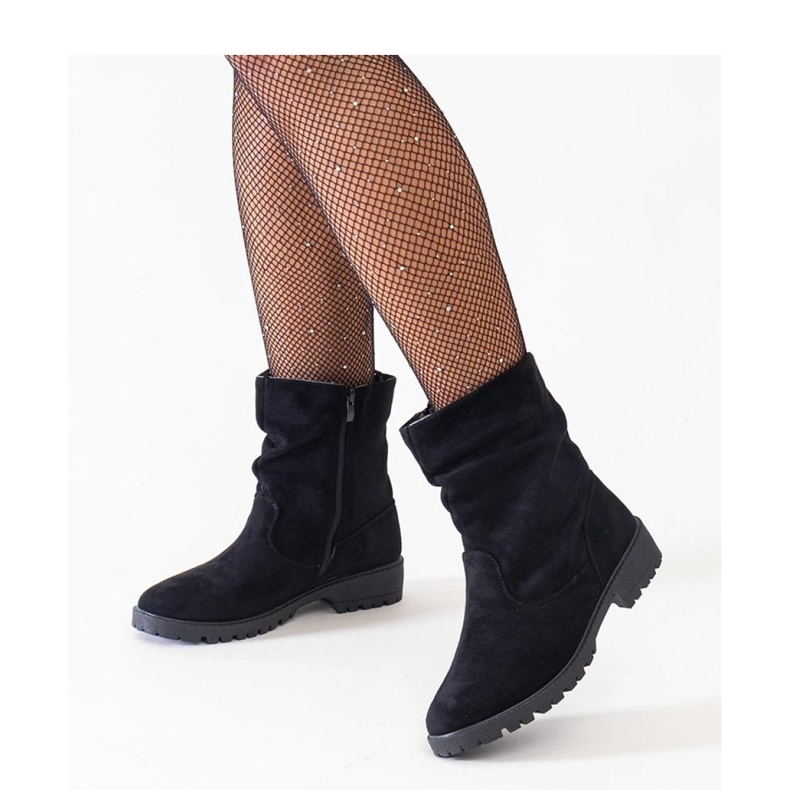 Bottines froissées noires en éco-daim le noir 1