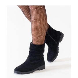 Bottines froissées noires en éco-daim le noir 2