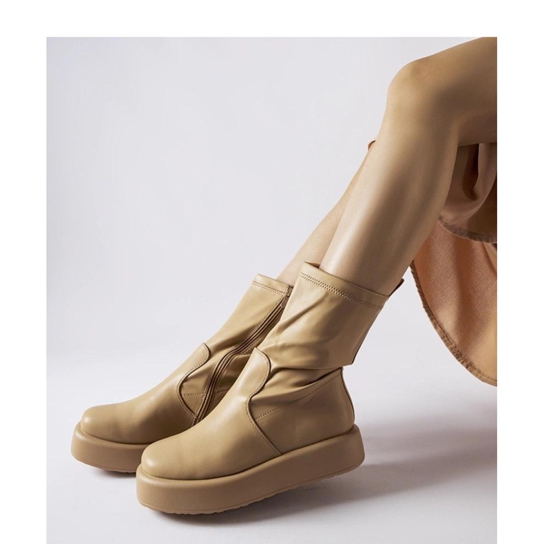 Bottines à plateforme beiges 1