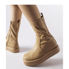 Bottines à plateforme beiges 2
