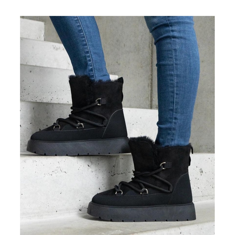 Bottes de neige à plateforme noires avec isolation en fourrure le noir 1