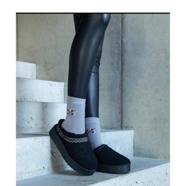 Boots de neige à plateforme avec motif brodé noir 2