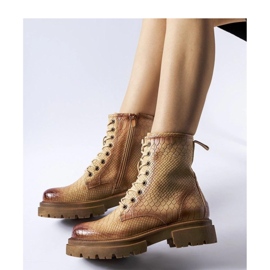 Bottines beige foncé à imprimé animal 1