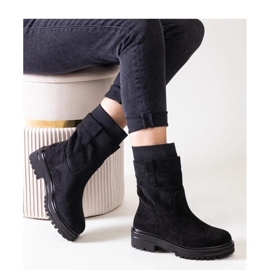 Bottines à enfiler noires avec chaussette 1