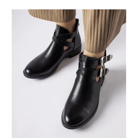 Bottines noires découpées à boucles le noir 2