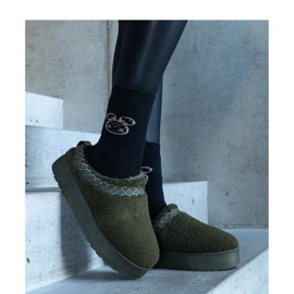 Boots de neige à plateforme avec motif brodé vert 2