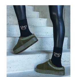Boots de neige à plateforme avec motif brodé vert 3