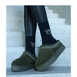 Boots de neige à plateforme avec motif brodé vert 4
