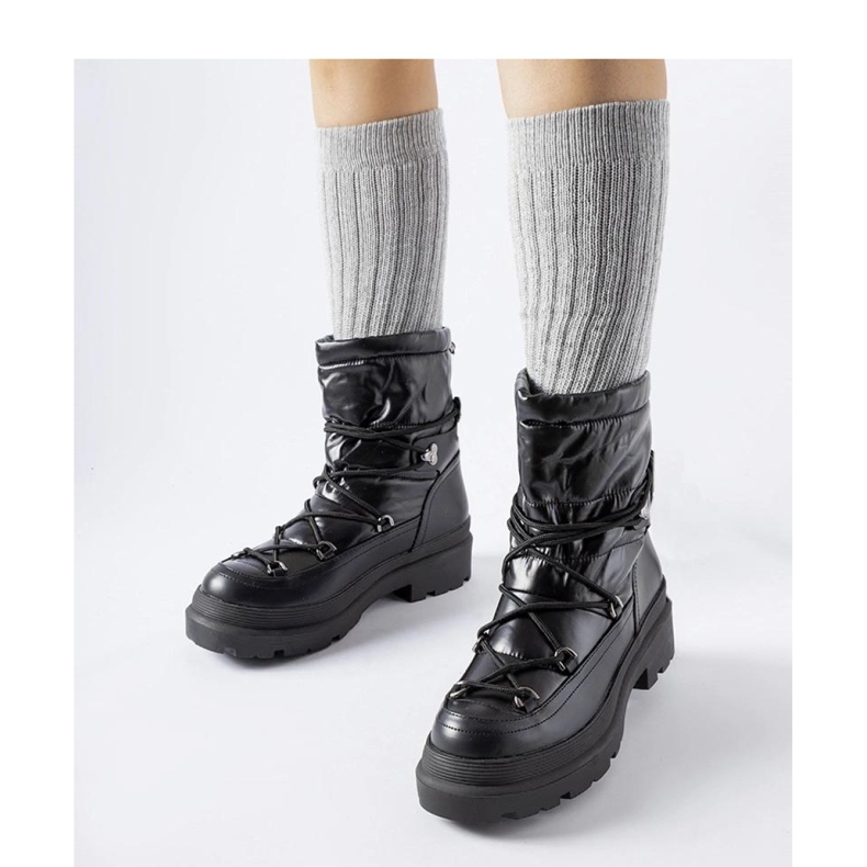 Bottes de neige noires avec revers le noir 1 Bottes de neige noires avec revers le noir 1