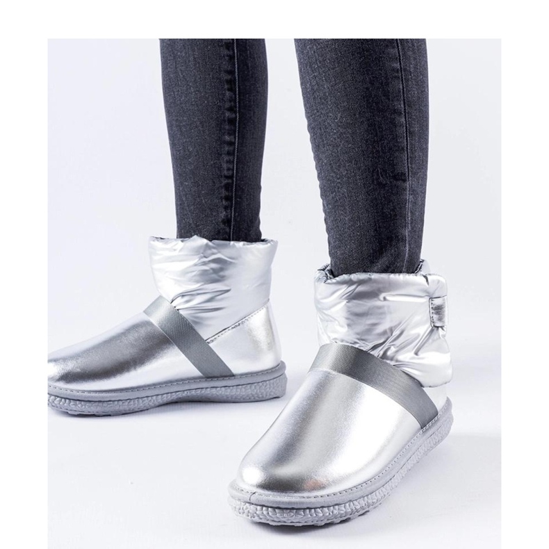 Boots de neige courtes brillantes argentées gris 1 Boots de neige courtes brillantes argentées gris 1