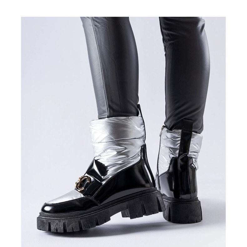 Bottes de neige vernies noires et argentées 1