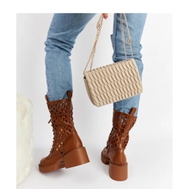 Bottines marron ajourées à talons hauts brun 2