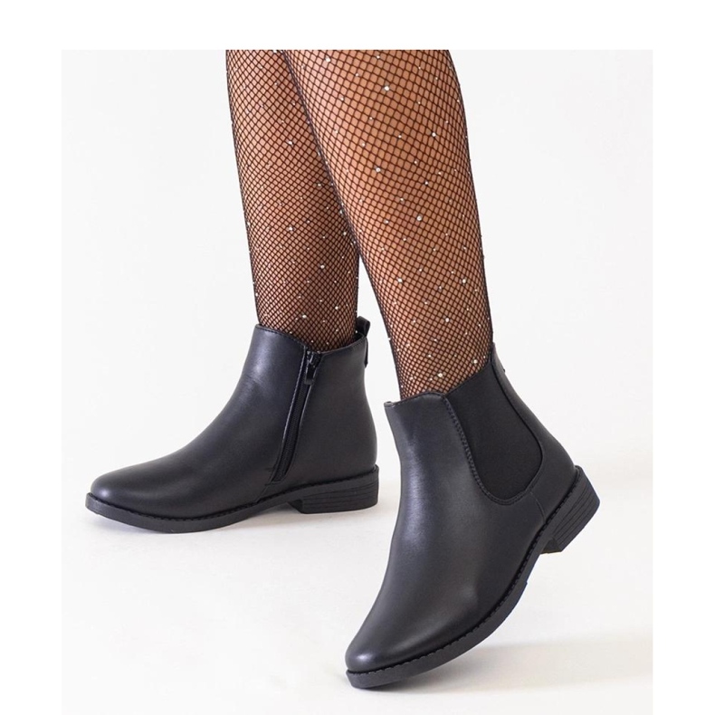 Bottines classiques noires avec empiècement élastique 1
