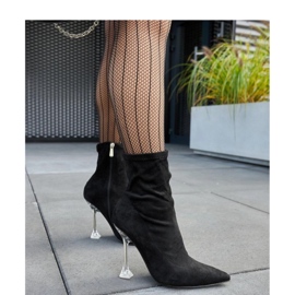 Bottines noires à talon décoratif le noir 1
