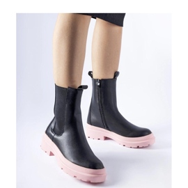 Bottines noires à semelles roses le noir 1