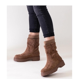 Bottines à enfiler marron avec chaussette brun 1