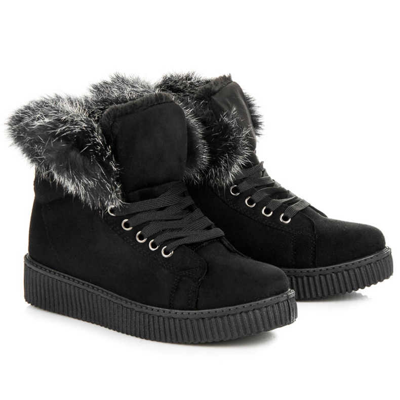 Bottes Creepers Avec Fourrure noir 1