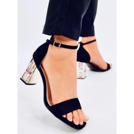 Sandales à talons avec pierres noires le noir 2