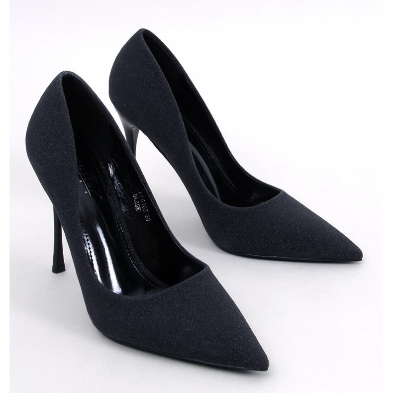 Talons hauts brillants avec des particules noires le noir 1