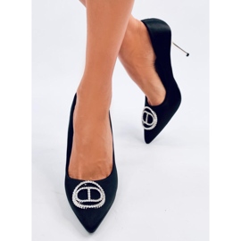 Talons hauts noirs avec décoration en cristal le noir 2