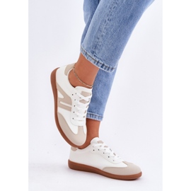 Chaussures de sport à lacets 7112 blanc/beige 1