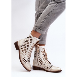 Bottines Hautes Ajourées Zazoo 2695/004 Or d'or 1