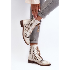 Bottines Hautes Ajourées Zazoo 2695/004 Or doré 2