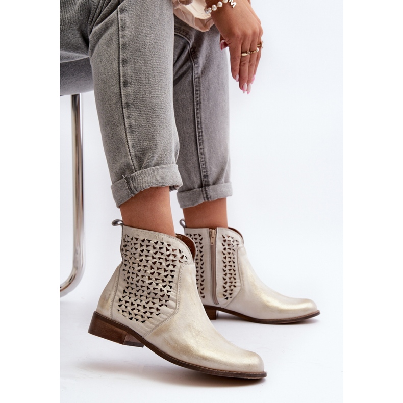 Bottines Zazoo Gold Ajourées jaune 1