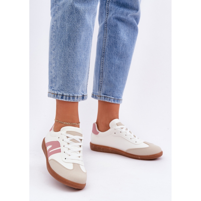 Baskets basses femme 7112 Blanc/Rose 1