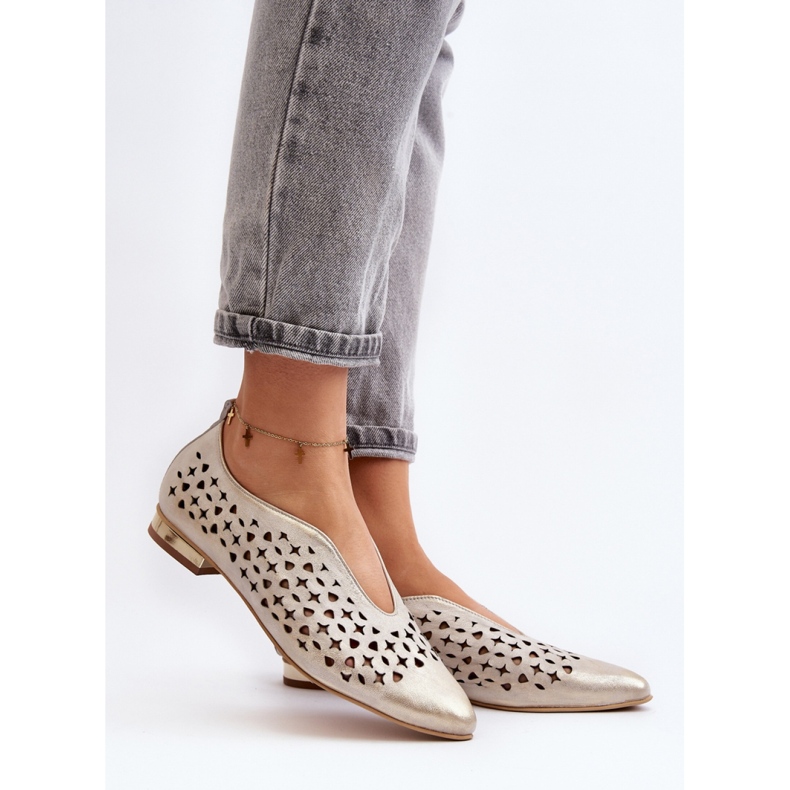 Ballerines Ajourées Modèle Zazoo Doré 1