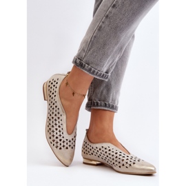 Ballerines Ajourées Modèle Zazoo Doré 2