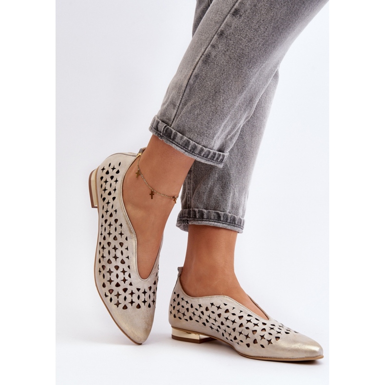 Ballerines Ajourées Modèle Zazoo Doré 2