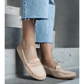 Mocassins beiges pour femmes en éco-daim 1
