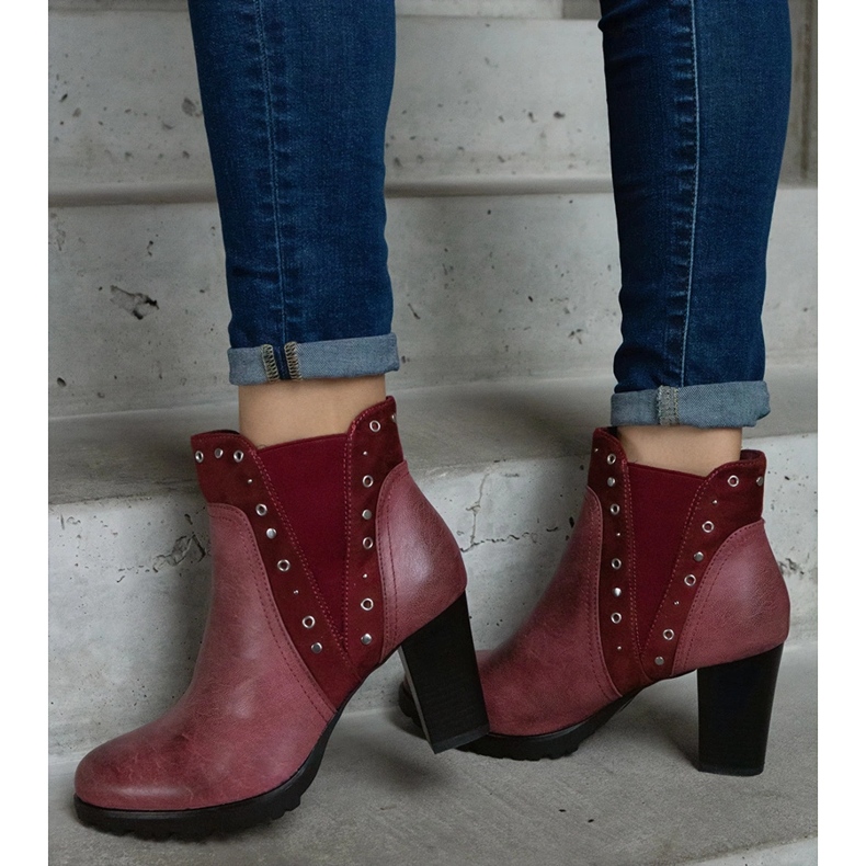 Bottines isolées bordeaux rouge 2