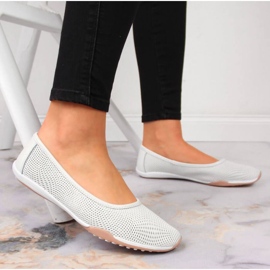 Ballerines ajourées en cuir Filippo W PAW322 blanc blanche 4
