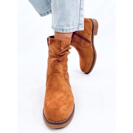 Bottines camel à tige volantée brun 2