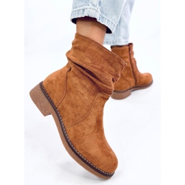 Bottines camel à tige volantée brun 4