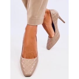 Escarpins femme matelassés kaki beige 2