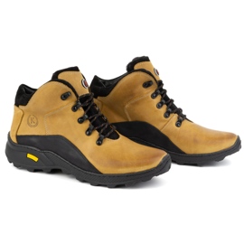 KOMODO Bottes d'hiver en cuir pour hommes 903K jaune camel brun 10